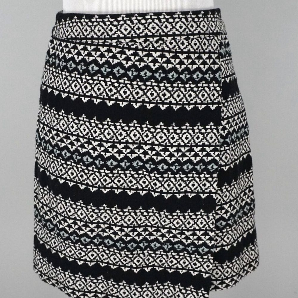 Loft Western Print Black and White Patterned Women's Skirt Size 4P
